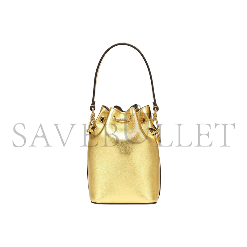 FENDI MON TRESOR MINI LEATHER BUCKET BAG IN GOLD 8BS010AK61F1GNN (18*12*10m)